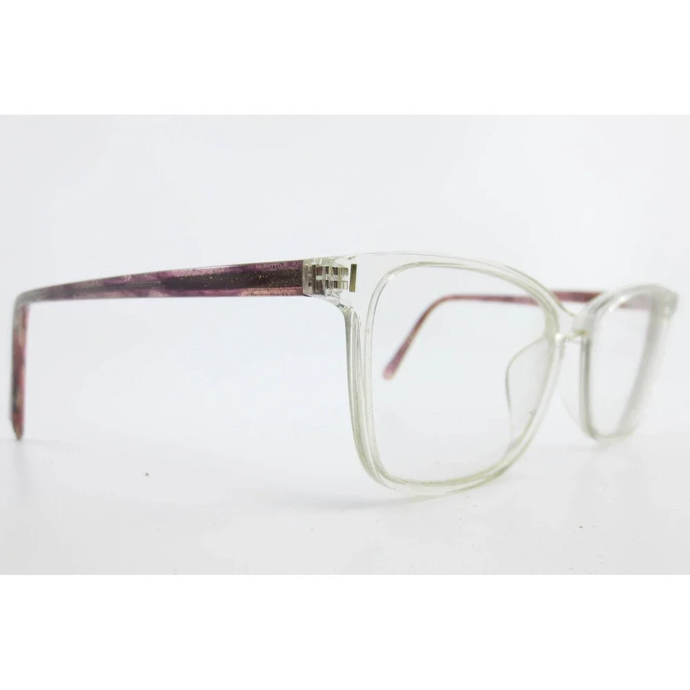 Phoebe P322 CLR Clear Purple Glitter Rectangular Eyeglass Frames 54-17-140 HM